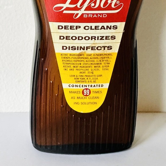 Lysol Brand Vtg Empty 60’s Glass Amber Bottle 5 Ounce Empty Bottles - Picture 9 of 12